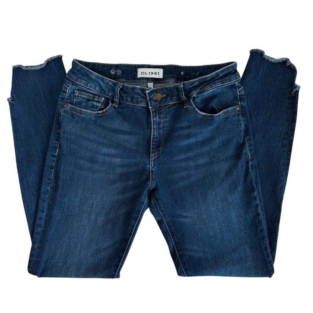 DL1961 Premium Denim Women’s Skinny Jeans Size 30 Stretch Dark Wash Raw Hem
